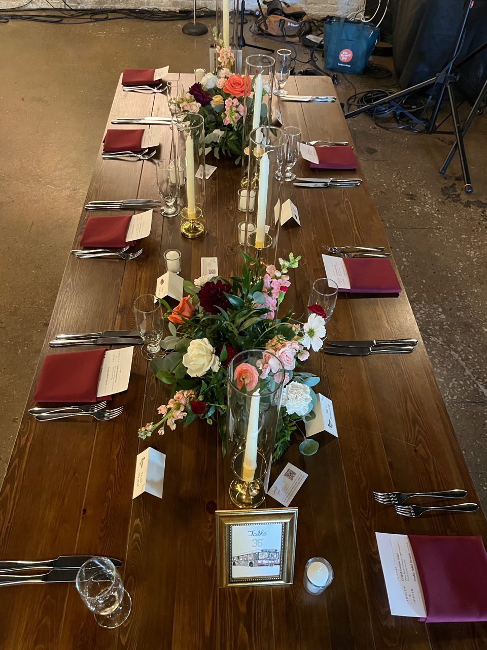 Centerpieces: Meadows and Candles by Southside Blooms